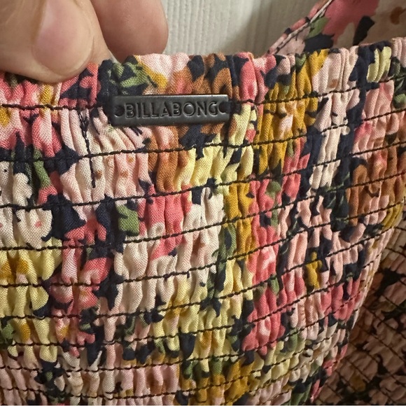 BILLABONG Loving Life Multicolored Floral Puff Sleeve Dress Women’s sz L/12 NWT - Picture 5 of 10